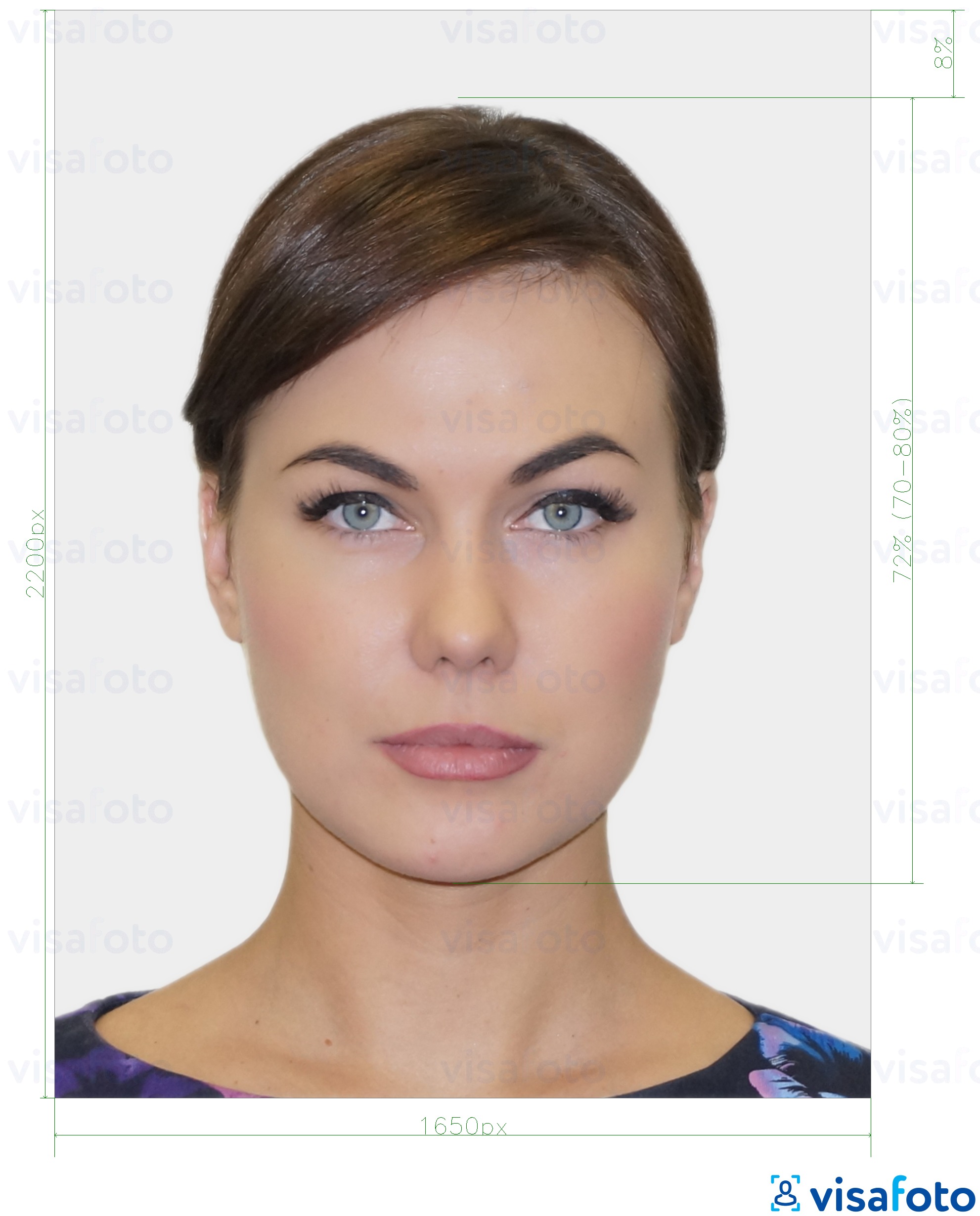 Result example: a correct visa or passport photo that you will receive