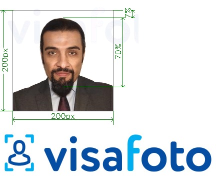 Example of photo for Saudi Arabia e-visa online 200x200 px for visitsaudi.com with exact size specification